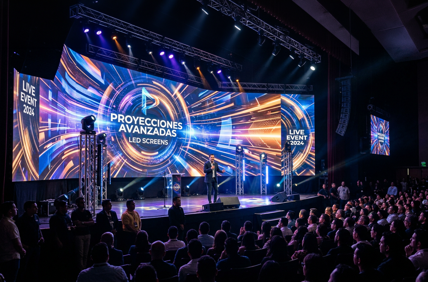 Proyección de evento profesional en pantallas led
